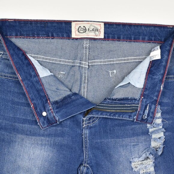 L&B Distressed Lace Patch Straight Jeans 12 - Picture 6 of 7